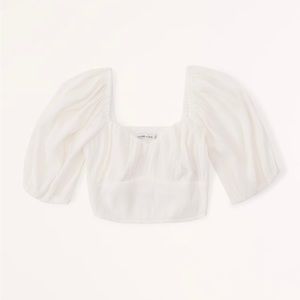 Abercrombie crinkle set top in white